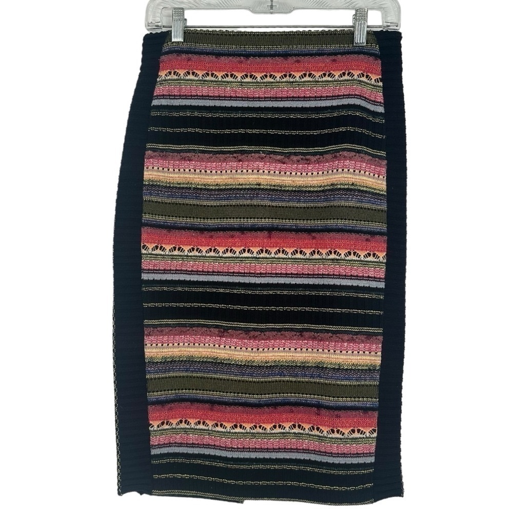 Anthropologie Cecilia Prado Colorful Knit Pencil Skirt Size XS Slit Back